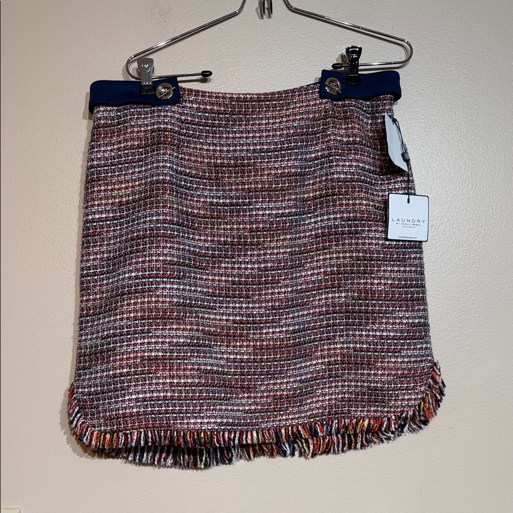 Laundry by Shelli Segal Navy and Multicolor Tweed Mini Skirt